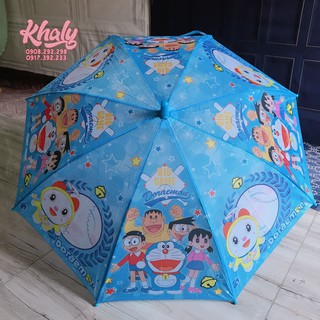 Ô Dù vải 19" hình doremon và những người bạn màu xanh nhạt có kèn thổi dành cho trẻ em, bé trai - 26P7NDOT1