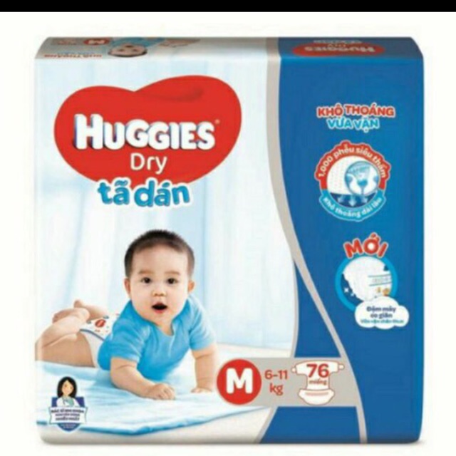 Bỉm dán huggies đệm mây size M76,L68