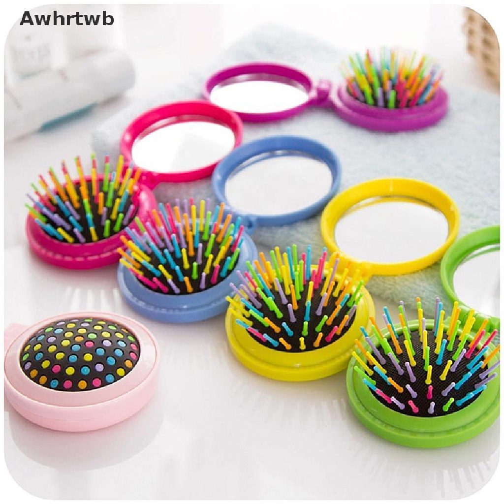 Lược Gấp Tích Hợp Gương Cầm Tay Du Lịch Tiện Lợi Mới