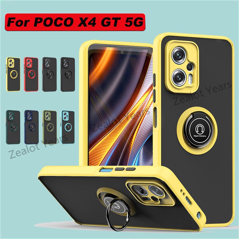 Ốp Điện Thoại TPU Cứng Mặt Nhám Chống Sốc Có Nhẫn Đỡ Kim Loại Cho Xiaomi Poco X4 GT 5G POCCO X4GT PocoX4GT