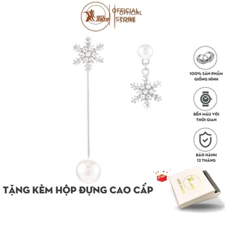 Bông tai bạc 925 hình bông tuyết dáng dài đính đá pha lê ANTA Jewelry - ATJ3046