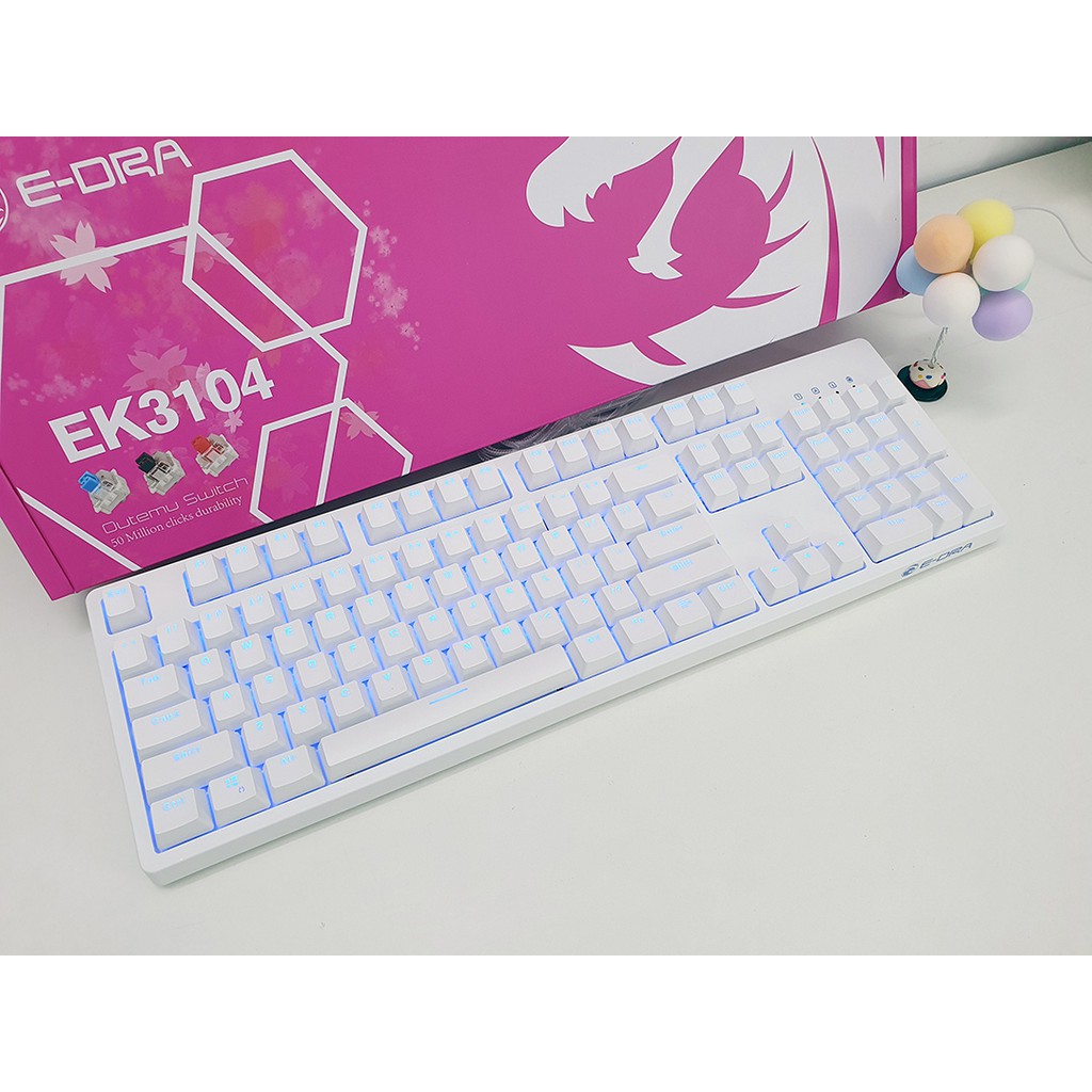 Bàn phím cơ EDRA EK3104 Ice White - Bản màu trắng - Hàng chính hãng