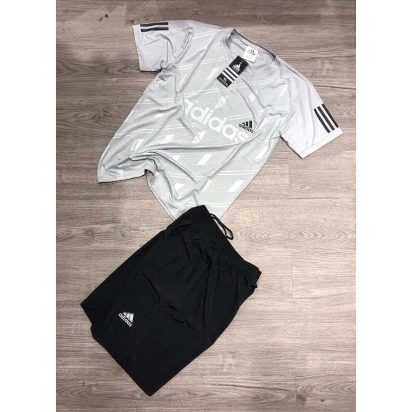Bộ Hè Nam, Bộ Thể Thao Nam Adidas Cộc tay chất liệu thun lạnh mềm mịn -BN01