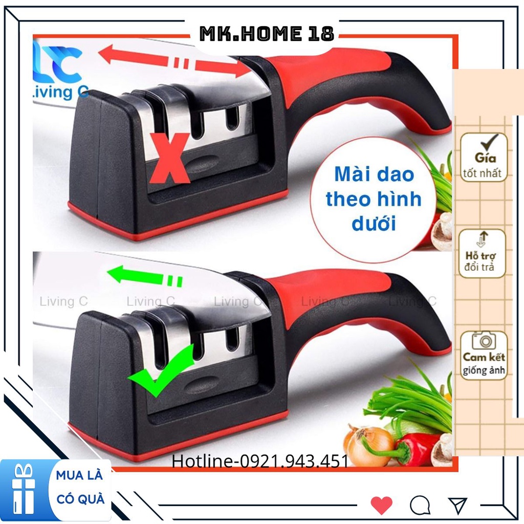 Dụng cụ mài dao kéo 3 cấp độ cầm tay Living C , mài dao nhanh bén siêu tiện lợi _M89 .