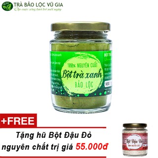 Bột Trà Xanh Nguyên Chất Vũ Gia  + Tặng Bột Đậu Đỏ Dưỡng Da Trị Mụn (100g/hũ)  - Có giấy kiểm nghiệm y tế