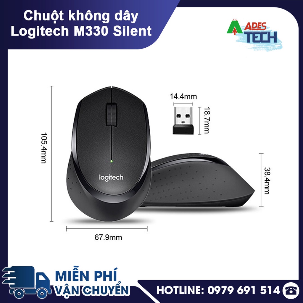 Chuột không dây Logitech M330 Silent Plus - Kết Nối Không Dây - Êm Ái Nhẹ Nhàng - Không Có Sẵn Pin Kèm Theo