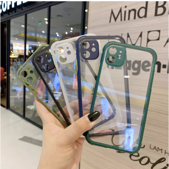 Ốp điện thoại cứng trong suốt viền mềm cho OPPO RENO 3 4 A3S A5S A7 A8 A12E A31 A15s A5 A9 2020