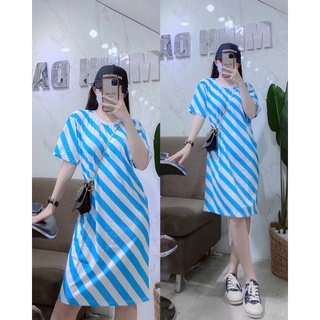 Đầm thun suông hoạ tiết ẢNH THẬT