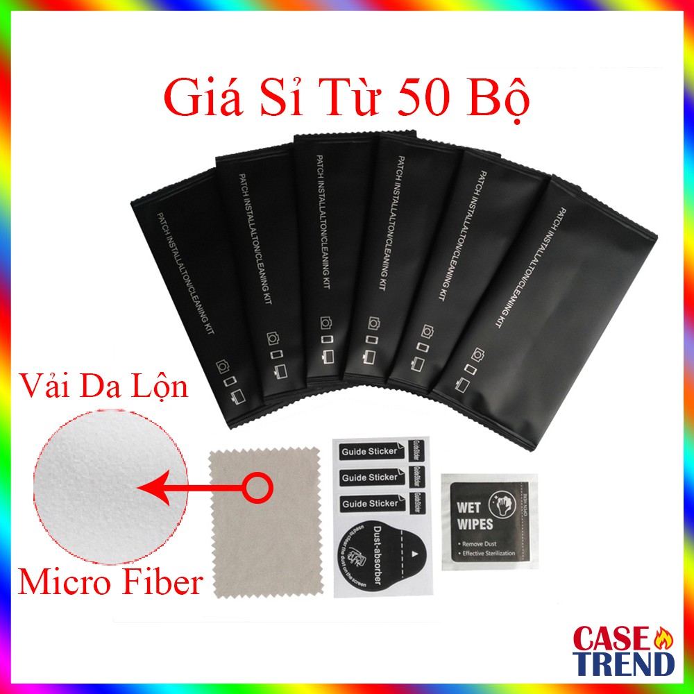 Sỉ 50 Bộ Khăn Vải Da Lộn Micro Fiber Lau Sạch Màn Hình Điện Thoại - Sticker Lấy Bụi Giấy Ướt Để Dán Cường Lực Skin PPF