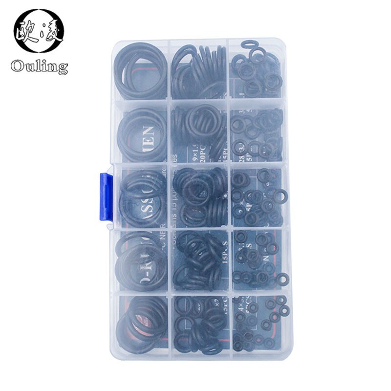 Set 200 Vòng Đệm Cao Su NBR 15 Kích Cỡ Màu Đen