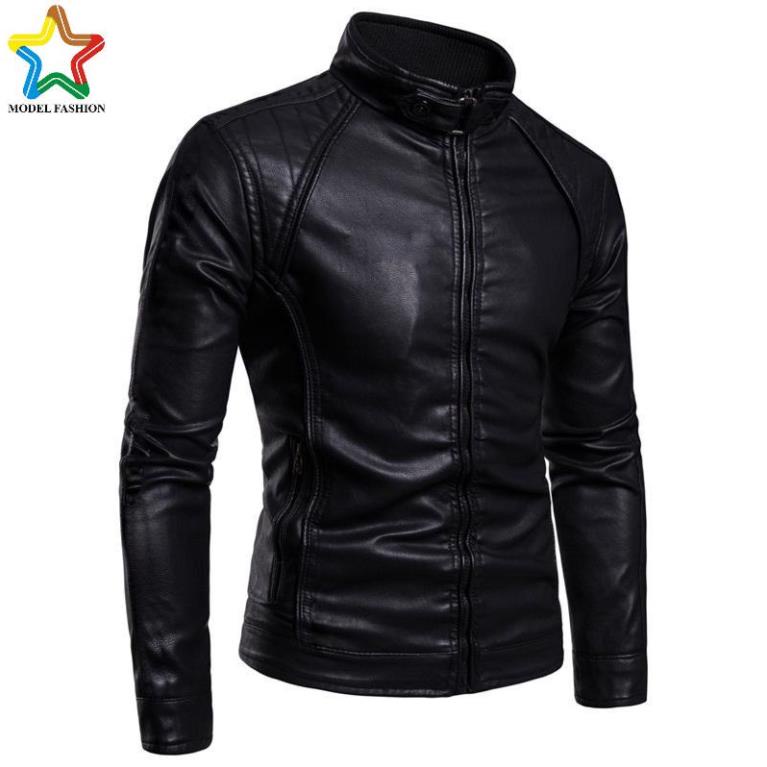 Áo khoác da nam lót lông phong cách Hàn Quốc PHL Fashion BN19 - Đen