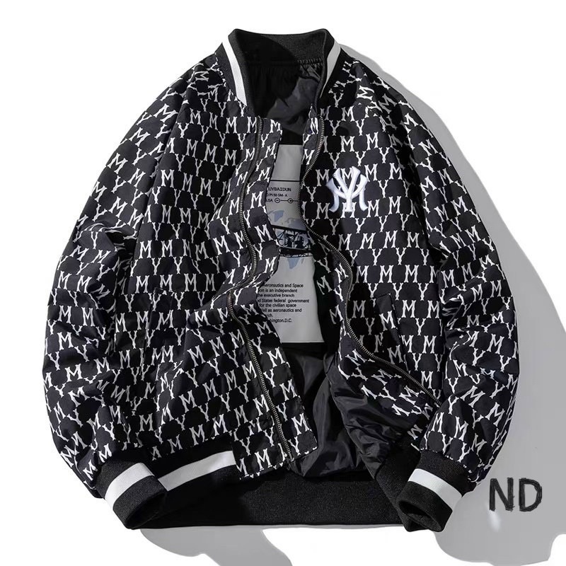 Áo khoác cổ bomber có hoạ tiết NY phong cách giới trẻ, Áo khoác thu đông có khoá kéo thời trang giới trẻ btshop m-xxl