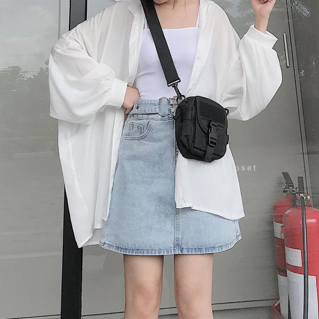 ÁO SƠ MI TRẮNG TAY BỒNG FORM THỤNG OVERSIZE - ÁO KHOÁC SOMI DÀI TAY NỮ TRẮNG ĐI HỌC UNISEX  ྇