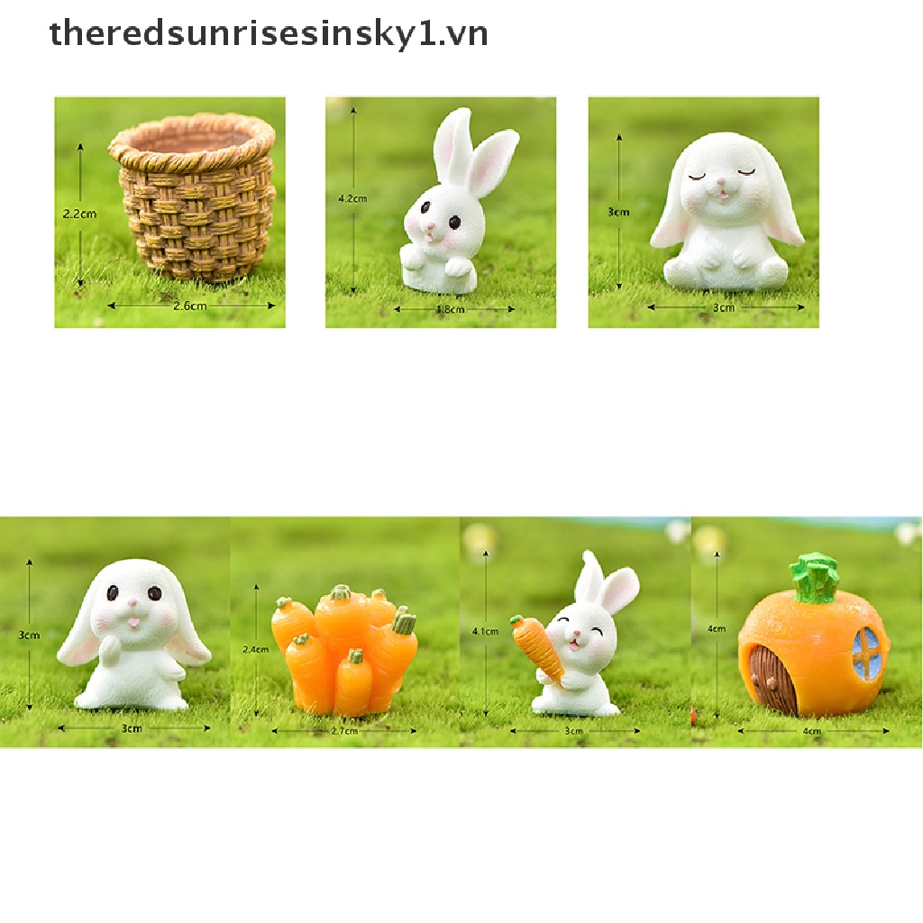 Tượng thỏ con thu nhỏ bằng nhựa mô hình vườn cổ tích thích hợp làm quà tặng