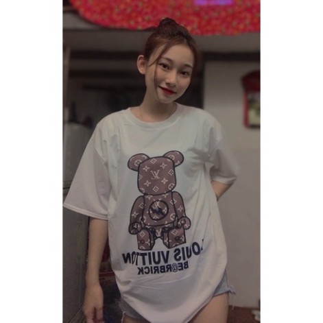 Áo thun tay lỡ hình gấu hottrend fom rộng unisex