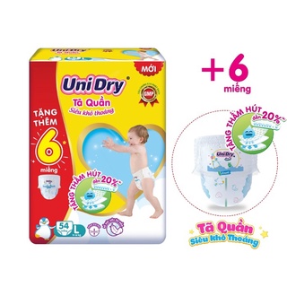 [Tặng thêm 12 miếng trong gói] Combo 2 gói tã quần Unidry size L54 (cân nặng 9-13 kg)