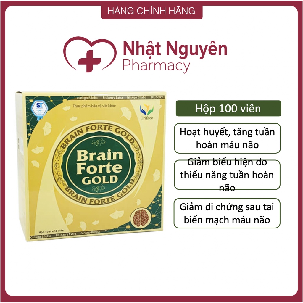 BRAIN FORTE GOLD - Viên uống bổ não, hỗ trợ giảm di chứng sau tai biến mạch máu não