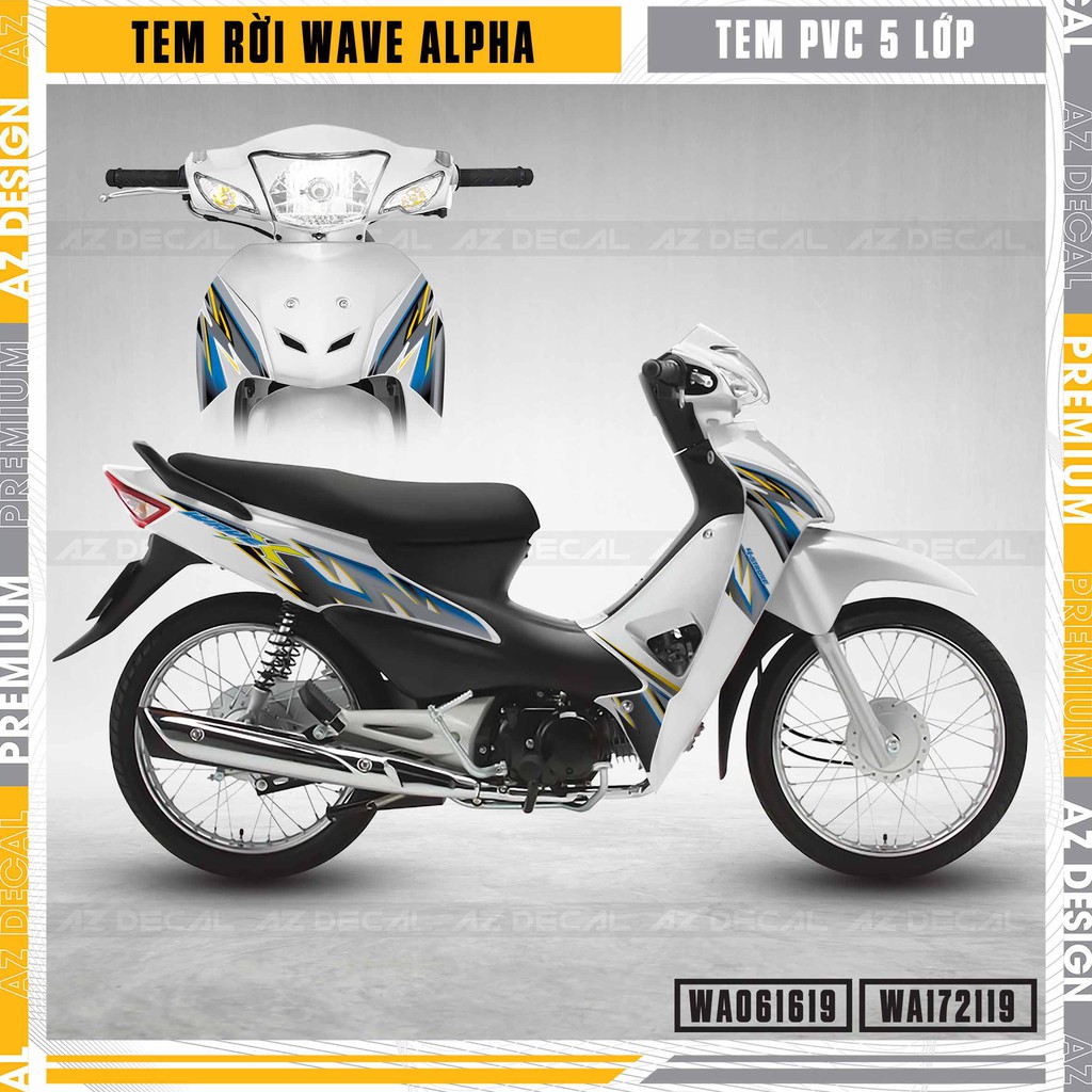 Tem Dán Xe Wave Alpha 2006 - 2021 Mẫu Chữ X | WA19 | Decal Rời Chống Nước, Bền Màu Cho Wave A 100cc 110cc