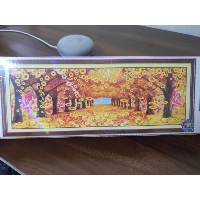 tranh rừng cây tài lộc đính đá  kt 180x70 cm ;; thêu chữ thập kt 160x75 cm // 200x90 cm