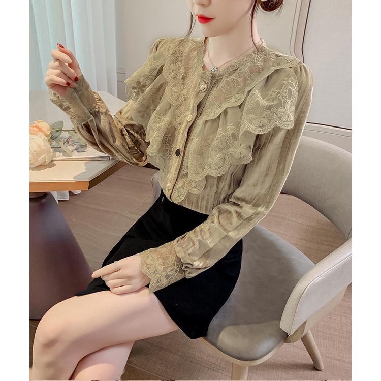 Áo Ren Tay Dài Phong Cách Thu Đông Mới 2022 Cho Nữ