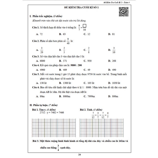 Sách - Đề Kiểm Tra dành cho học sinh lớp 4 - Toán và Tiếng Việt - học kì 2 (2 quyển)