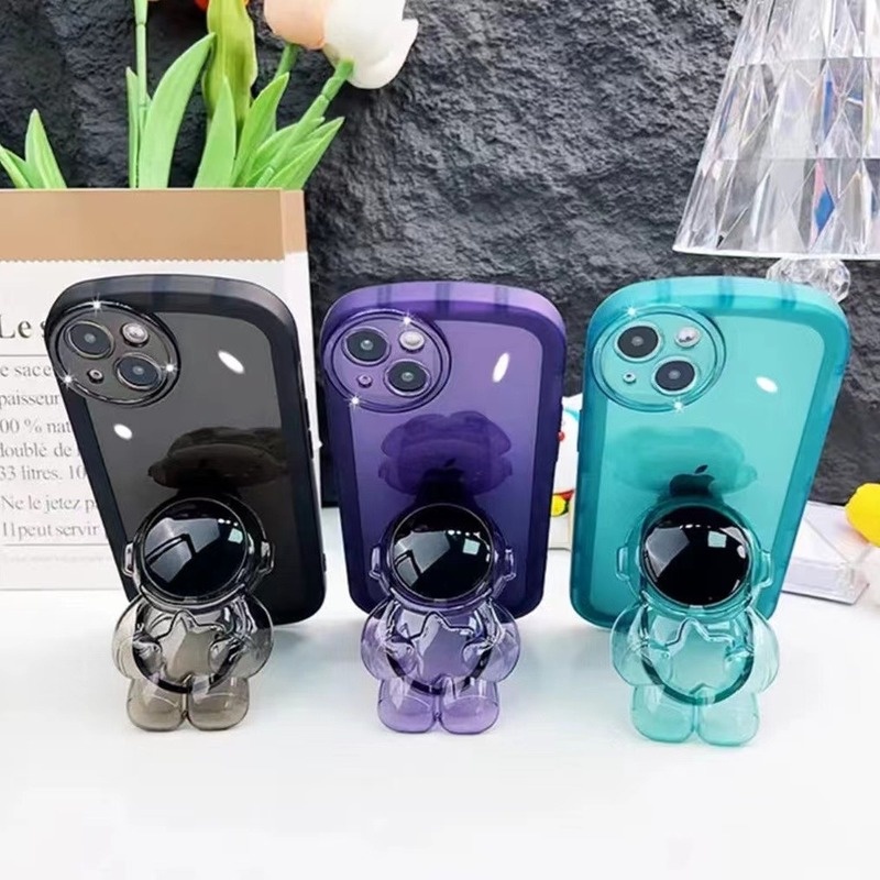 Ốp Điện Thoại TPU Mềm Họa Tiết Phi Hành Gia Sang Trọng Có Giá Đỡ Cho iPhone 13 11 12 Pro Max XS Max XR X