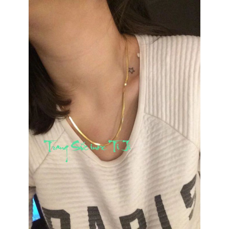 Dây chuyền nữ inox dây mì dẹp 3mm