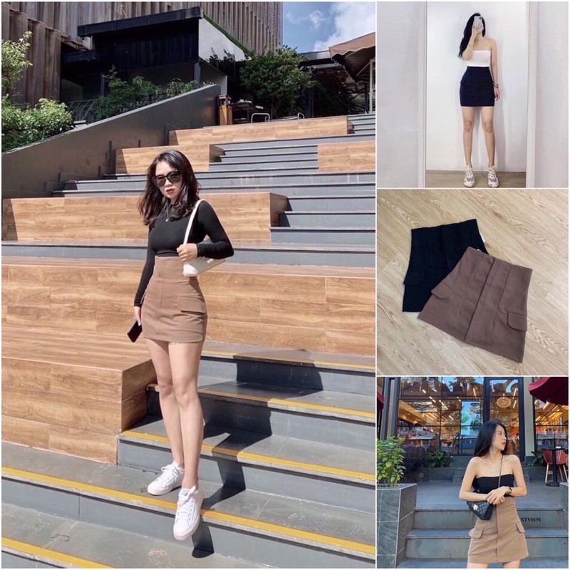 Chân váy chữ A túi hộp C034