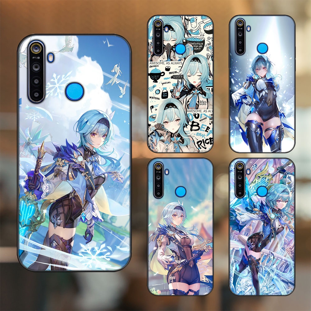 Ốp lưng Realme 5, 5 Pro viền đen in hình Eula Genshin Impact