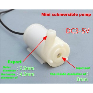 Máy bơm nước mini 3V 5V - Bơm chìm mini 3V 5V  - bơm nằm bơm đứng, bơm 2 đầu Combo đầy đủ: Nguồn 5V + cáp usb + máy bơm