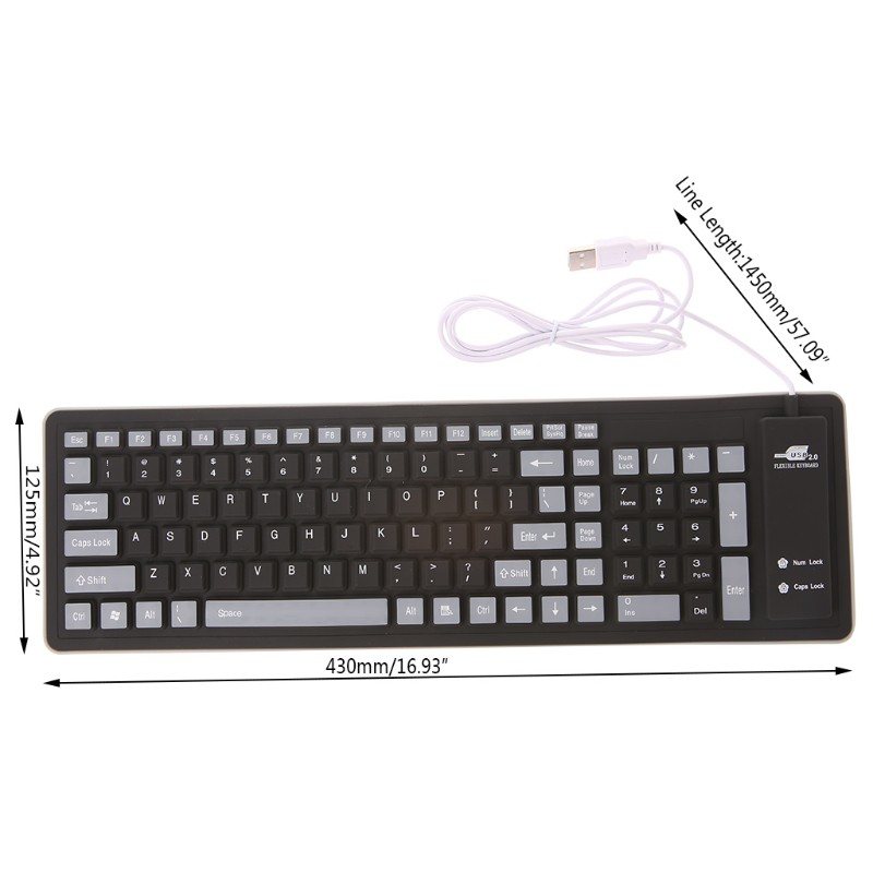 Bàn Phím Silicon 103 Phím Không Thấm Nước Có Dây Với Đầu Cắm Usb