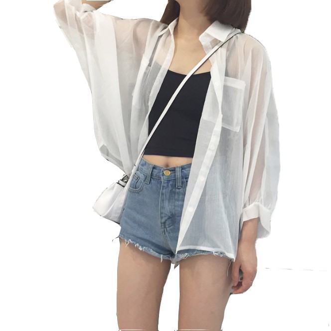 Áo khoác voan mỏng cardigan hợp thời trang mùa hè trẻ trung cho nữ