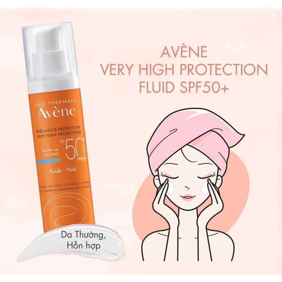 [Mẫu mới 2022] Kem chống nắng Avene Fluide cho da thường, hỗn hợp nhạy cảm SPF50+ 50ml