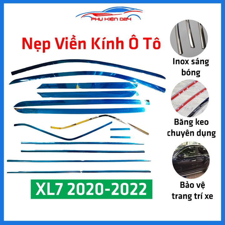 Bộ nẹp viền chân kính cong kính Suzuki XL7 2020 Inox sáng bóng chuẩn form xe