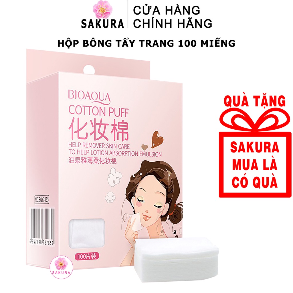 Bông tẩy trang 200 miếng COTTON BIOAQUA mềm mịn giá rẻ chất lượng nội địa trung SAKURA