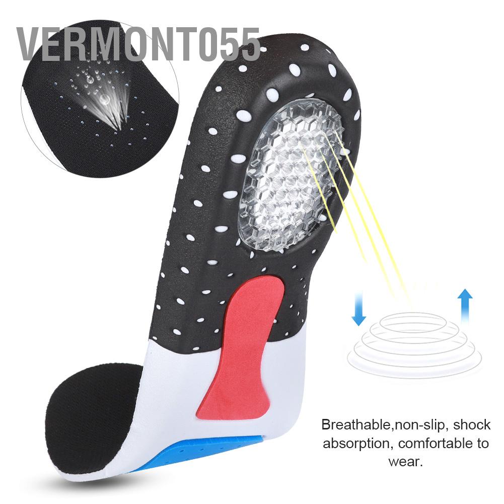 Vermont055 2 cặp Thể thao Vòm hỗ trợ Tấm lót chân Giảm đau chống sốc (255-280)