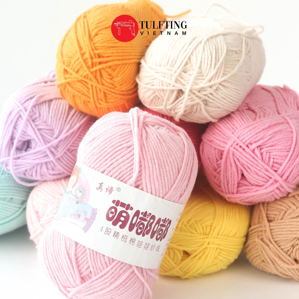Len BABY YARN cuộn 40g, sợi mềm mại, không phai màu, an toàn cho bé - Full bảng màu | Len thêu nổi thêu xù punch needle