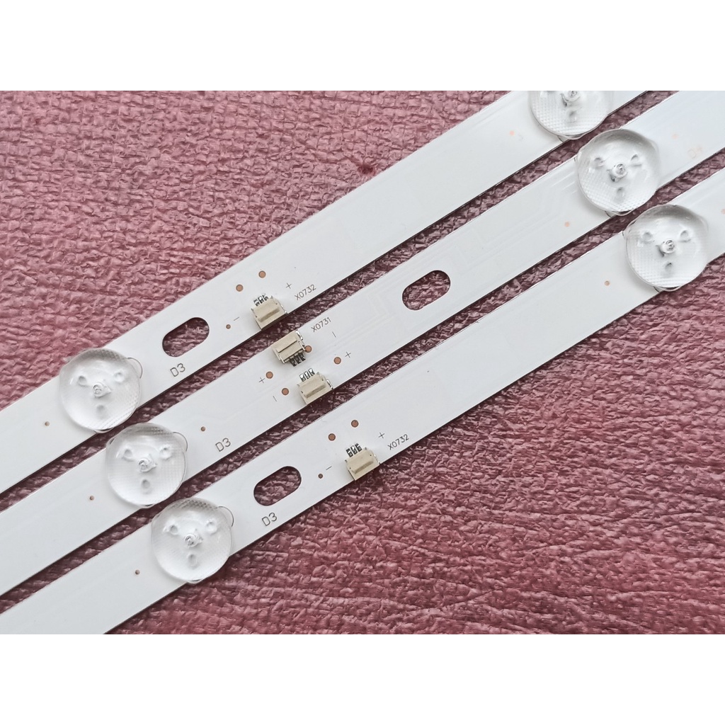 THANH ĐÈN LED TIVI DARLING 40HD960 40FH960 ASANO 40EK7 MỚI 100%, BỘ 3 THANH 2A +1B MỖI THANH 8 BÓNG 6V DÀI 73,6cm