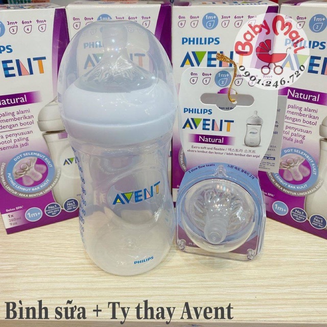 Bình sữa Phillip Avent Natural 125ml - 260ml Chính Hãng