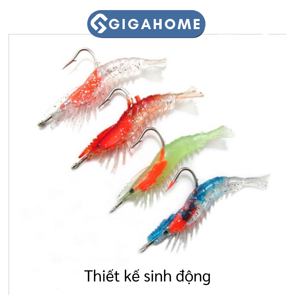 Tôm Mềm Giả Mồi Câu Cá 7.5cm GIGAHOME Có Đèn Phát Sáng Thu Hút Cá 7563