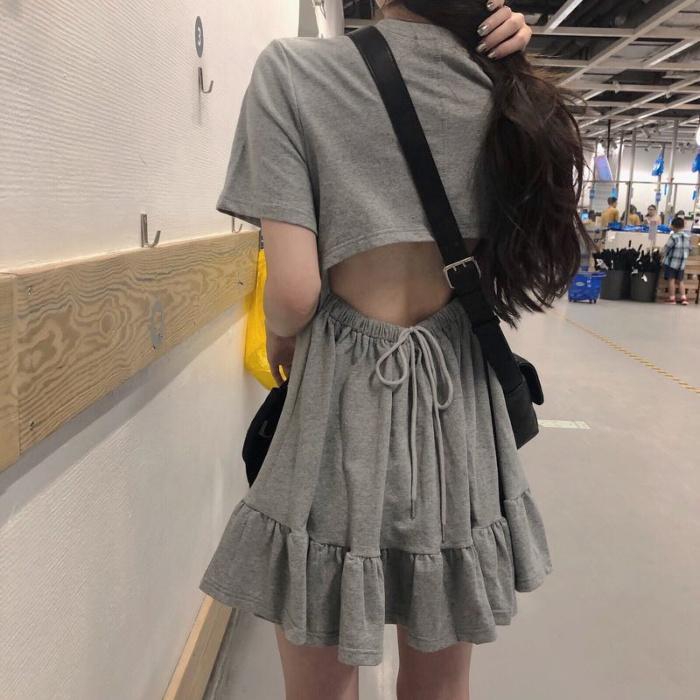 Đầm Ngắn Tay Hở Lưng Thiết Kế Phối Bèo Thời Trang Mùa Hè Cho Nữ | BigBuy360 - bigbuy360.vn