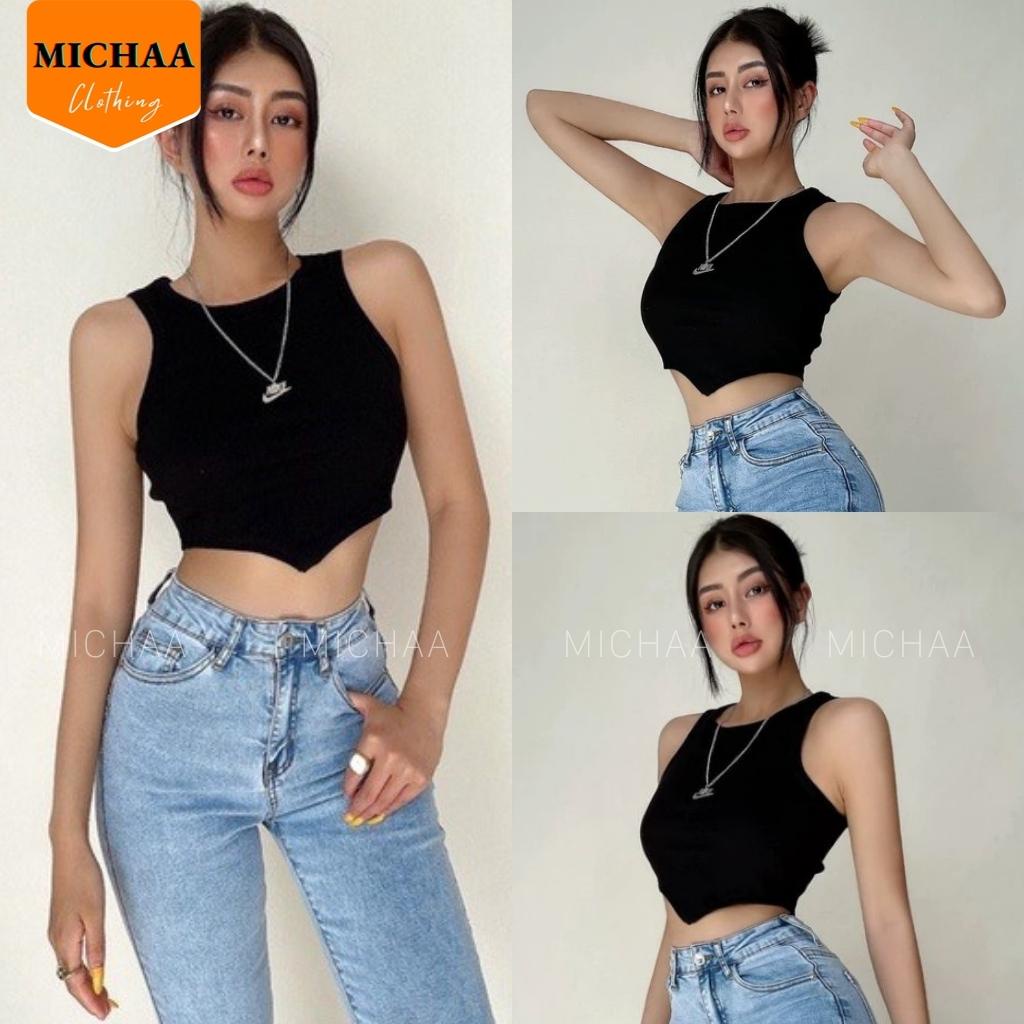 [Tặng Cột Tóc] Áo Croptop BA LỖ NGƯỢC NHỌN Basic Trơn Nữ Thun Gân Ulzzang Kiểu Ôm Body - MICHAA | BigBuy360 - bigbuy360.vn