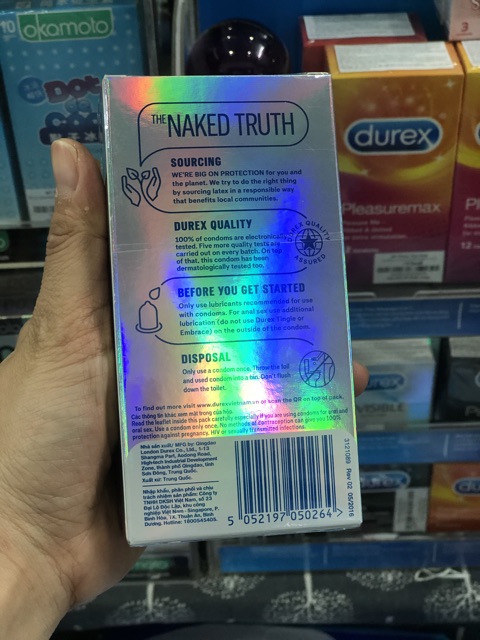 Bao cao su Durex Invisible (CHÍNH HÃNG) - BCS siêu mỏng, giúp cảm giác yêu chân thực