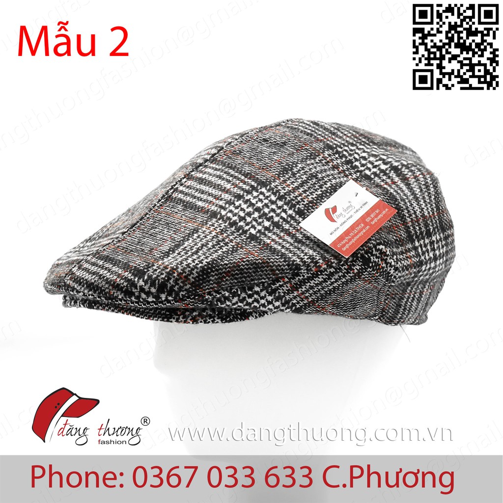 Mũ nồi nam DẠ DÀY DẶN caro bere beret nỉ dạ cho người trung niên, cao tuổi phong cách cổ điển màu NÂU CARO