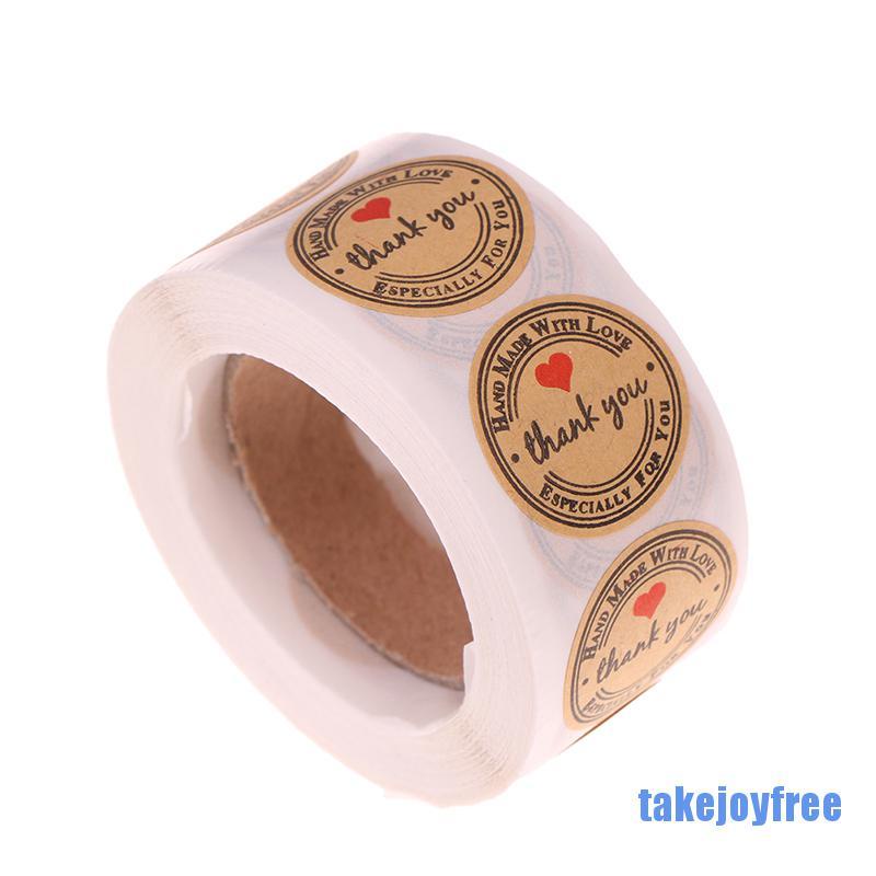 [takejoyfree 0609] 500 thank you stickers mini diy craft red heart round gift lable wedding favours