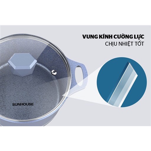 Bộ 3 nồi quánh vân đá đáy từ Sunhouse SHG2003MMA - Xanh ngọc