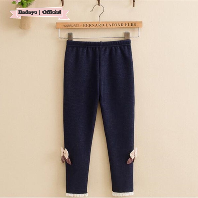 Quần legging lót lông giả bò cho bé gái gắn nơ dễ thương thời trang trẻ em BADAYO SA1702