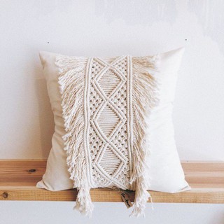 set 2 áo gối vỏ gối vuông macrame pillow case