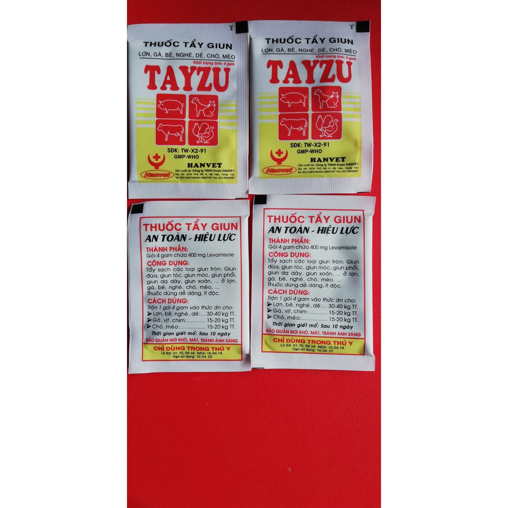 Tayzu Hanvet 4g dùng tốt cho Gia súc, gia cầm, gà chọi, chim cảnh, chó, mèo