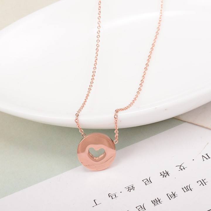 Dây Chuyền Mặt Tròn Đen Và Trái Tim Titan Ko Rỉ TT 1997